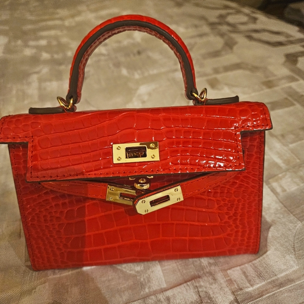 Small Mini Red Croc Handbag